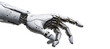 ©  Mohammad Xte - White cyborg robotic hand pointing his finger, trying to reach something. Isolated on Transparent background.