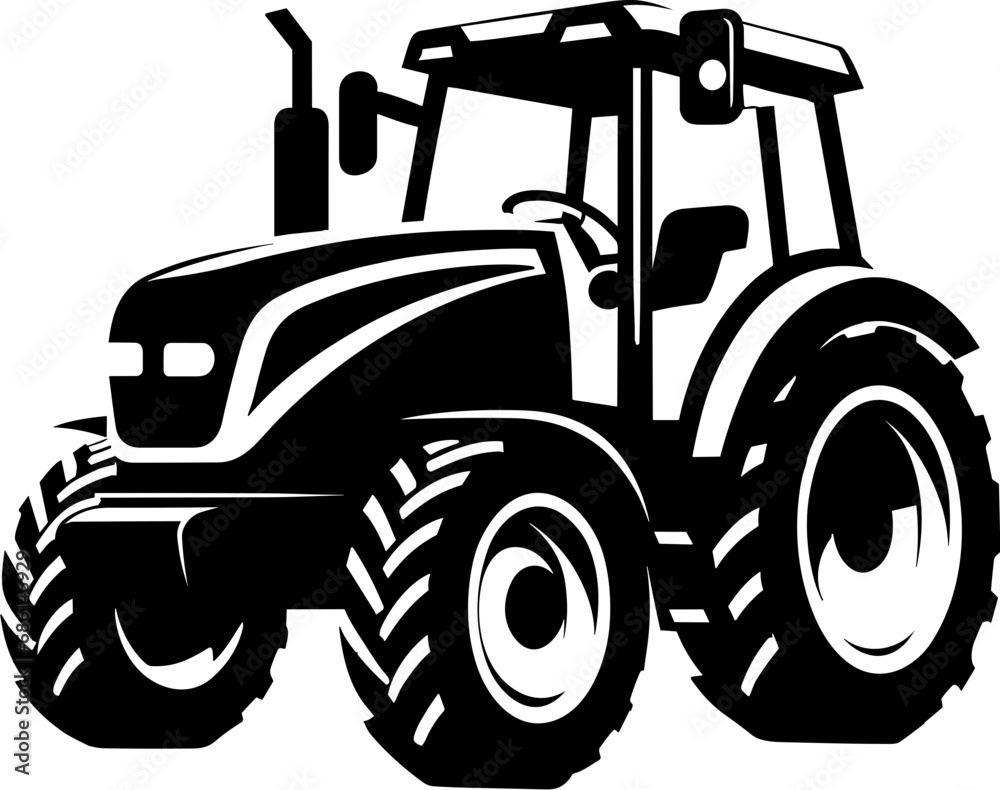 Modern Farm Tractor Silhouette Icon Illustration Stock Vector | Adobe Stock