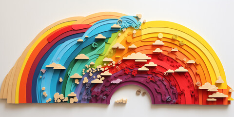 Wall Mural - vibrant rainbow origami 