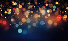 Christmas Background With Colorful Lights And Bokeh Effect. 