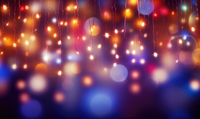 Wall Mural - christmas lights background with bokeh effect.
