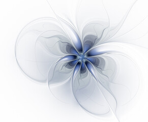 Wall Mural - Blue fractal flower fantasy on a light background