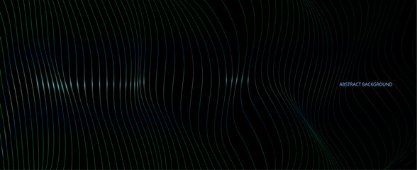Aufkleber - Vector wave lines pattern smooth curve flowing dynamic light isolated on black background,	