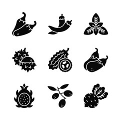 Wall Mural - An amazing fruit and vegetable icons set, isolated on white background