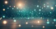 Abstract background with gold and mint color particles patching over the ground. Light shine particles bokeh on navy background. Holiday design.