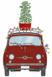 Retro Fiat 500 with Christmas Tree