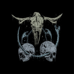 Wall Mural - goat skull death metal illustration