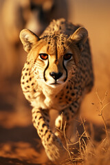 Poster - A photograph illustrating the dynamic relationship between cheetahs and gazelles, highlighting the perpetual chase between predator and prey on the African savannah.