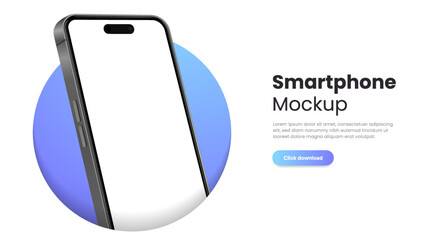 Leinwandbilder - 3D realistic high quality smartphone mockup with isolated background. Smart phone mockup collection. Device front view. 3D mobile phone with shadow on white background.