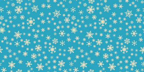 Poster - Snowflakes seamless pattern for Christmas holidays. Xmas snowflake ornament for winter holidays greeting card or wrapper. Christmas snowfall texture.
