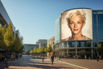 Canvas Print - A public awareness campaign with billboards featuring real cancer survivors and their stories, providing a platform for their voices to be heard. Generative Ai.