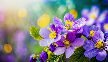 Wall Mural - abstract spring background with purple flowers