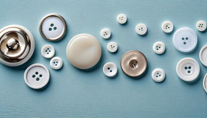 button pins on a light blue background