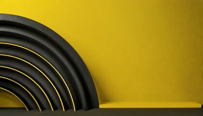 Sticker - abstract black semicircle yellow background 3d rendering