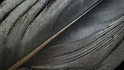 Wall Mural - black matte feather of crow close up background