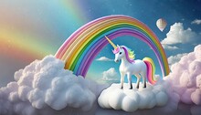Abstract 3d Unicorn And Rainbow On Clouds Cute Unicorn Background Mother And Baby Store Background Kids Room Wallpaper Kindergarten Wallpaper Children S Book Illustration