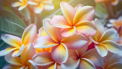 Sticker - soft sweet orange flower background from plumeria frangipani flowers