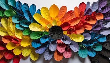 Wall Mural - paper craft flower rainbow color tolerance of people