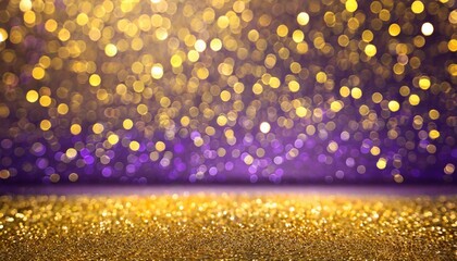 Wall Mural - abstract gold and luxry purple sparkling bokeh wall and floor background studio luxury holiday backdrop mock up for display of product holiday festive greeting card