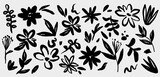 Fototapeta Sypialnia - Modern abstract floral vector set. Collage contemporary set of elements. Hand drawn cartoon style flowers. Minimalism