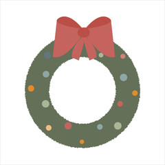 Wall Mural - Christmas wreath simple icon. Vector illustration isolated on white background