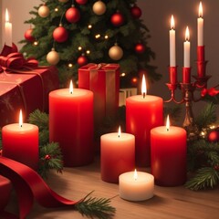 christmas candles and christmas tree