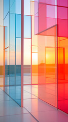 Wall Mural - colorful geometric crystals on a white space. light background.