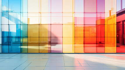 Wall Mural - colorful geometric crystals on a white space. light background.