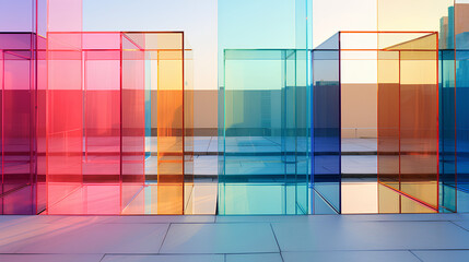 Wall Mural - colorful geometric crystals on a white space. light background.