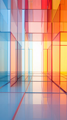 Wall Mural - colorful geometric crystals on a white space. light background.