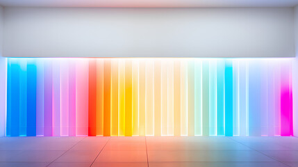 Wall Mural - colored lights illuminating a minimalist white space.