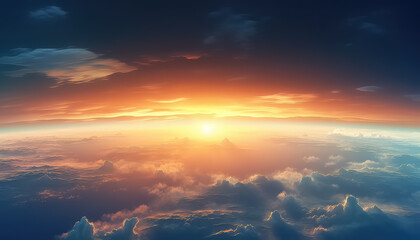 Wall Mural - Sun rising view from space , safe nature earth day concept