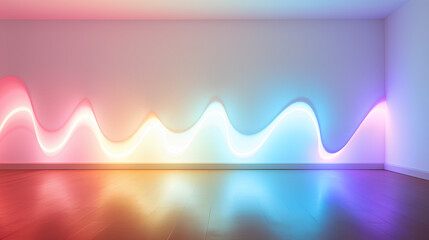 Wall Mural - colored lights illuminating a minimalist white space.