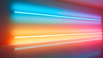Wall Mural - colored lights illuminating a minimalist white space.