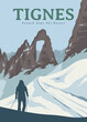 tignes french alps ski poster vintage design, france national park poster design