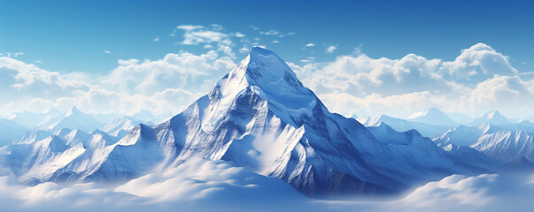 Wall Mural - snow-capped mountain peak rising above the clouds. ai generative