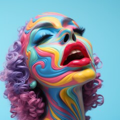 Wall Mural - a woman with colorful face paint