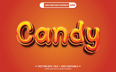 Aufkleber - Editable 3d glossy yellow candy vector text style effect