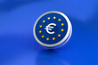 Euro metal representation, currency logo on metallic can