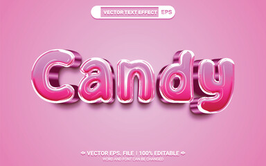 Wall Mural - Pink candy 3d editable illustrator vector text style effect