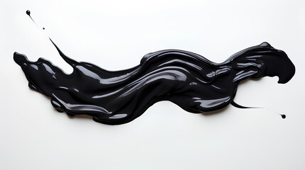 Wall Mural - brushstroke of black paint on a plain white background.
