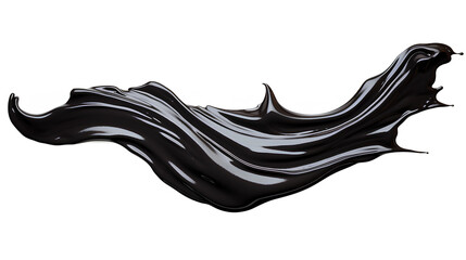 Wall Mural - brushstroke of black paint on a plain white background.