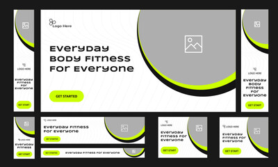 Wall Mural - multipurpose web set banner design for social media post, body fitness banner design, exercise banne