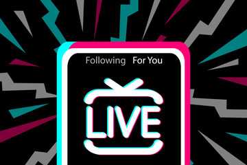 Wall Mural - live icon on smartphone screen in popular social media style. modern advertising social media design