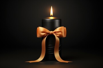 Poster - A black candle adorned with a gold bow. Perfect for adding an elegant touch to any occasion.