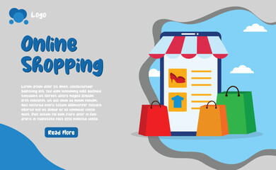 Online shopping landing page website illustration