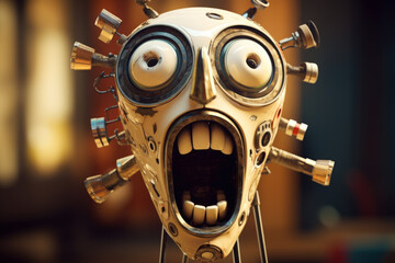 Aufkleber - A close up of a sculpture depicting a face. This image can be used in various artistic projects or as a visual representation of emotions