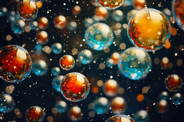 Poster - Colorful bubbles floating in the air. Perfect for adding a touch of whimsy and joy to any design project