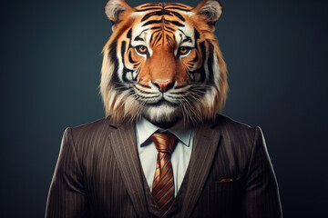 Poster - A tiger dressed in a suit and tie, perfect for business and professional themes