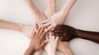 © valgabir - diverse hands forming a circle, symbolizing unity in diversity, friendship, togetherness, teamworking, collaboration